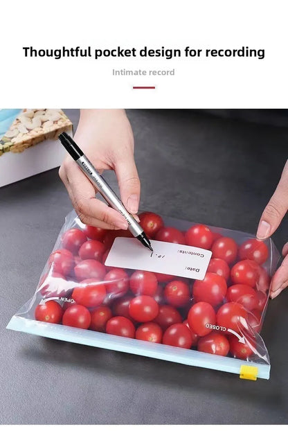 Bolsa de comida disponible en varios tamaños, bolsas Ziplock de calidad alimentaria para organización de almacenamiento de cocina, bolsa de aperitivos reutilizable de 10/15/20/45 Uds.