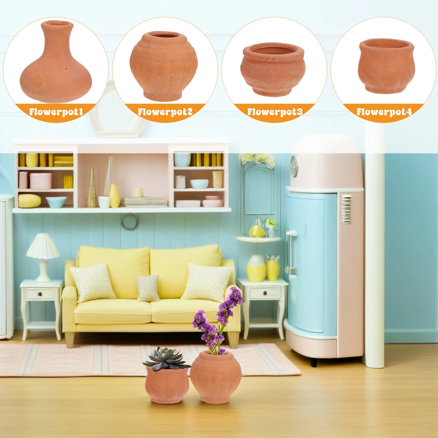 Macetas suculentas de cerámica en miniatura, macetas de bolsillo para jardín de terracota, bricolaje, 4 Uds.