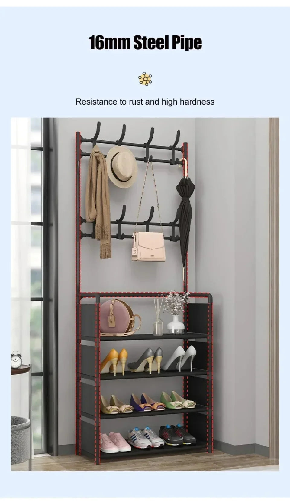 Colgador de ropa, Zapatero multicapa, puerta DIY, estante para sombreros y zapatos, organizador Simple de pie para sala de estar, estantes de almacenamiento