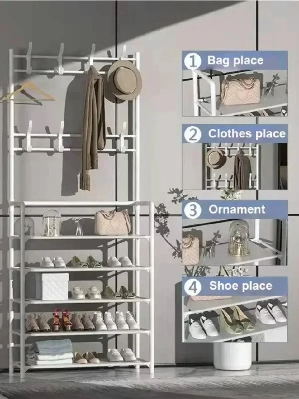Colgador de ropa, Zapatero multicapa, puerta DIY, estante para sombreros y zapatos, organizador Simple de pie para sala de estar, estantes de almacenamiento