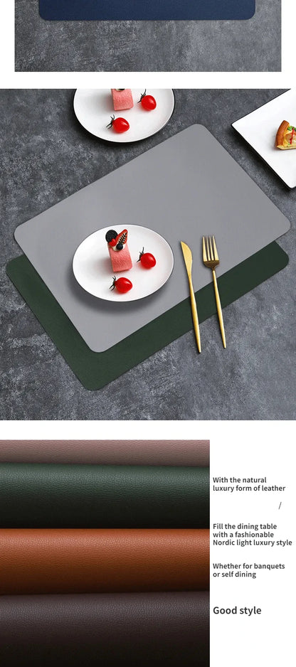 Tapete de mesa de comedor de cuero de doble cara de PVC, decoración de escritorio, tapete para platos de comedor para el hogar, tapete antideslizante para cuencos, tapete de aislamiento térmico