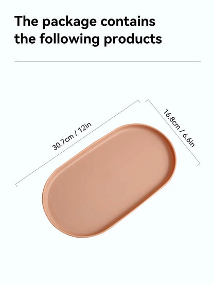 Bandeja de almacenamiento de plástico ovalada, bandeja reutilizable para servir alimentos, bandeja de fruta y postre, organizador de cocina, bandeja de exhibición de joyería multiusos