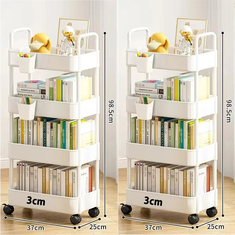 Carro de almacenamiento de estantería, carrito organizador de cocina móvil con ruedas, estantes de baño multicapa, estante de almacenamiento de aperitivos para el hogar