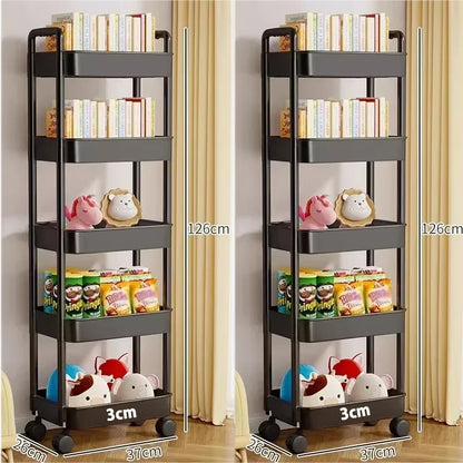 Carro de almacenamiento de estantería, carrito organizador de cocina móvil con ruedas, estantes de baño multicapa, estante de almacenamiento de aperitivos para el hogar
