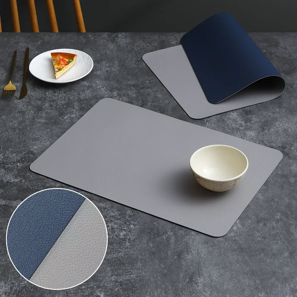 Tapete de mesa de comedor de cuero de doble cara de PVC, decoración de escritorio, tapete para platos de comedor para el hogar, tapete antideslizante para cuencos, tapete de aislamiento térmico