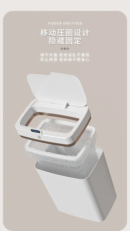 Cubo de basura inteligente de 15L, contenedor automático con Sensor sin contacto, impermeable, inodoro, para baño, cocina, dormitorio, cesta de basura moderna