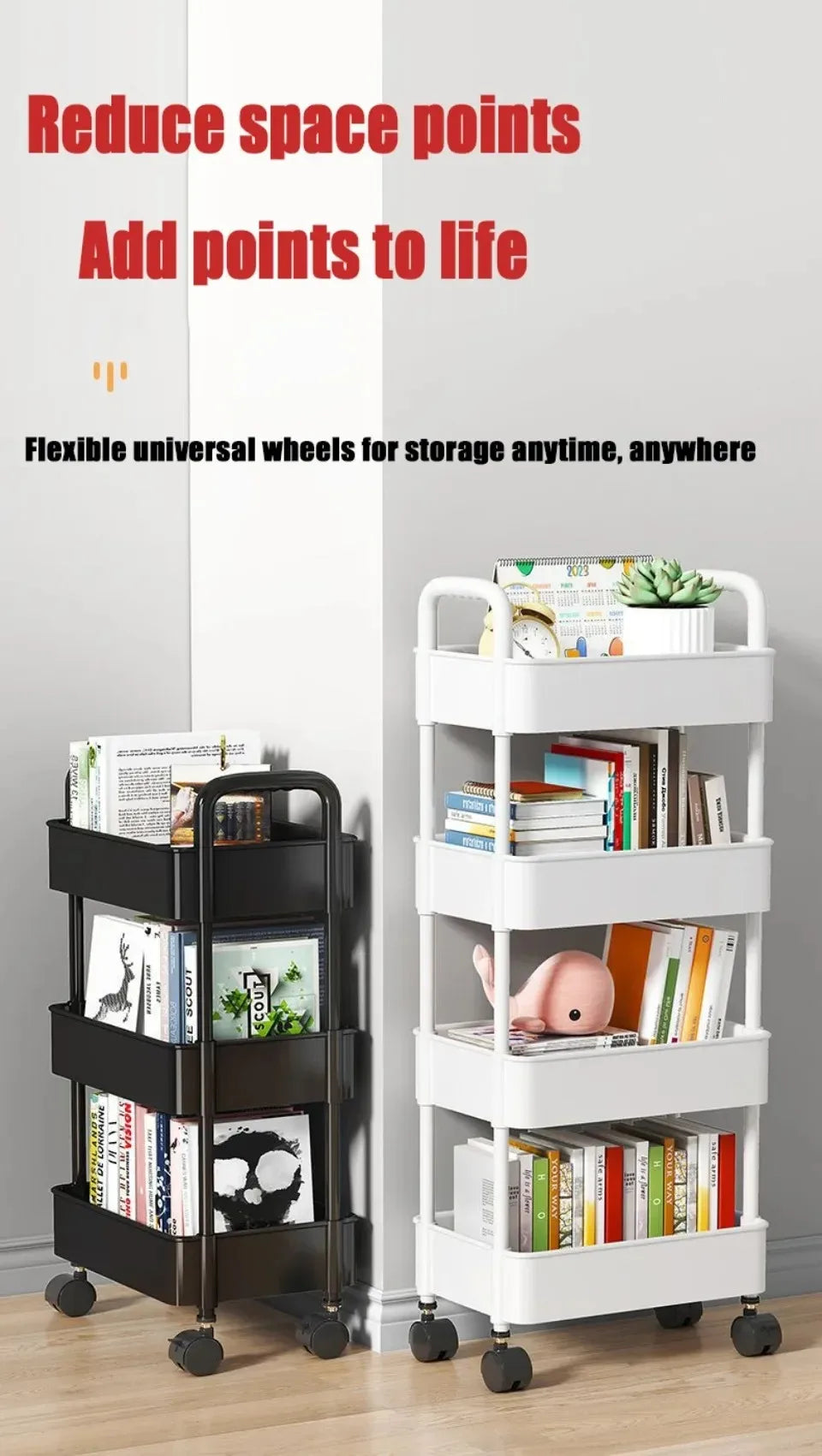 Carro de almacenamiento de estantería, carrito organizador de cocina móvil con ruedas, estantes de baño multicapa, estante de almacenamiento de aperitivos para el hogar