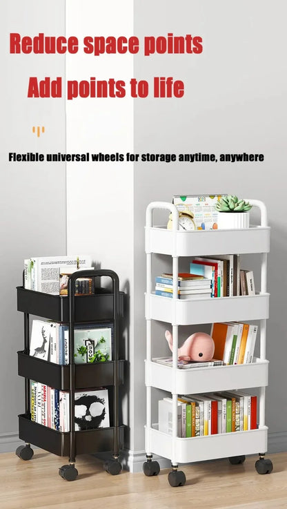 Carro de almacenamiento de estantería, carrito organizador de cocina móvil con ruedas, estantes de baño multicapa, estante de almacenamiento de aperitivos para el hogar