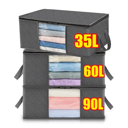 Organizadores y almacenamientos de armario, bolsa de almacenamiento de ropa, almacenamiento de manta, contenedor de almacenamiento plegable, resistente, cosido por 3 capas de telas con Re