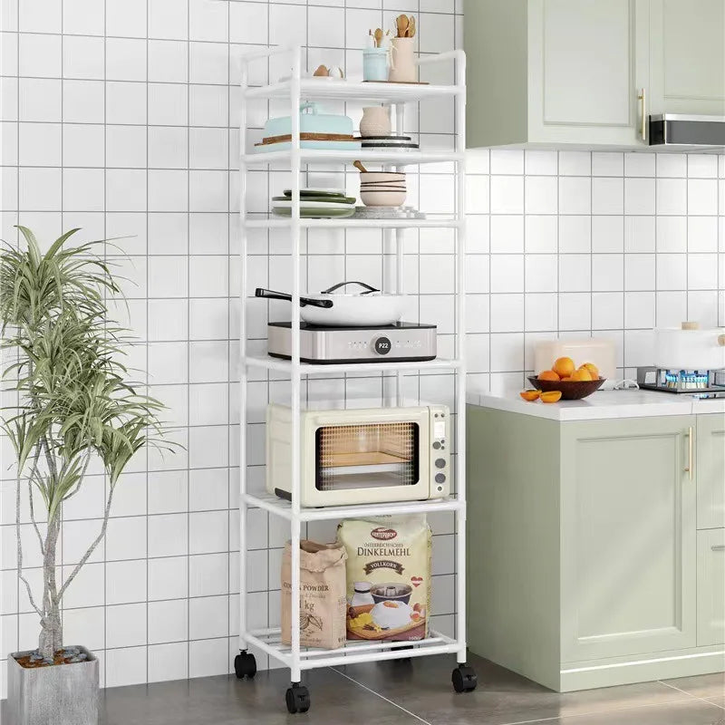 Estante de almacenamiento de cocina, estante de almacenamiento doméstico multicapa de pie, balcón móvil, estante simple multifuncional para dormitorio