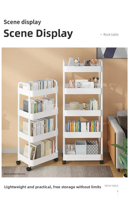 Estantería Móvil para Libros Debajo del Escritorio, Simple, para Uso Doméstico, Carrito Pequeño para Libros, Librería con Rue...