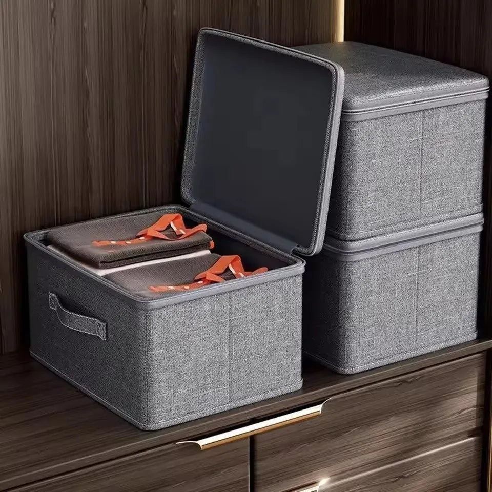 Caja de almacenamiento plegable con cubierta, caja de almacenamiento de ropa con cremallera, caja de almacenamiento de edredón de gran capacidad, armario, caja organizadora de ropa interior