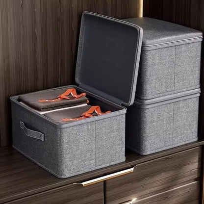 Caja de almacenamiento plegable con cubierta, caja de almacenamiento de ropa con cremallera, caja de almacenamiento de edredón de gran capacidad, armario, caja organizadora de ropa interior