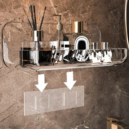 Estante de almacenamiento transparente acrílico para baño, bandeja de almacenamiento de cosméticos sin perforaciones montada en la pared, organizador de maquillaje, estante de cocina para baño