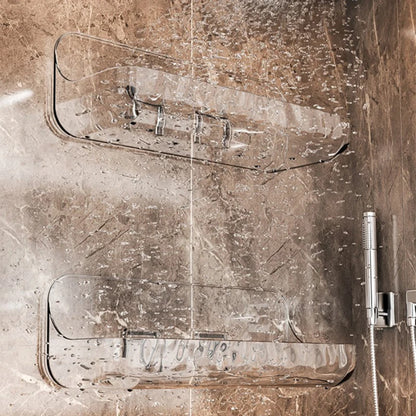 Estante de almacenamiento transparente acrílico para baño, bandeja de almacenamiento de cosméticos sin perforaciones montada en la pared, organizador de maquillaje, estante de cocina para baño