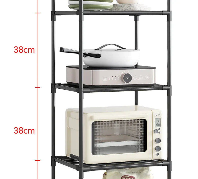 Estante de almacenamiento de piso multicapa para cocina, estante de almacenamiento extraíble para el hogar, estante de pared integrado