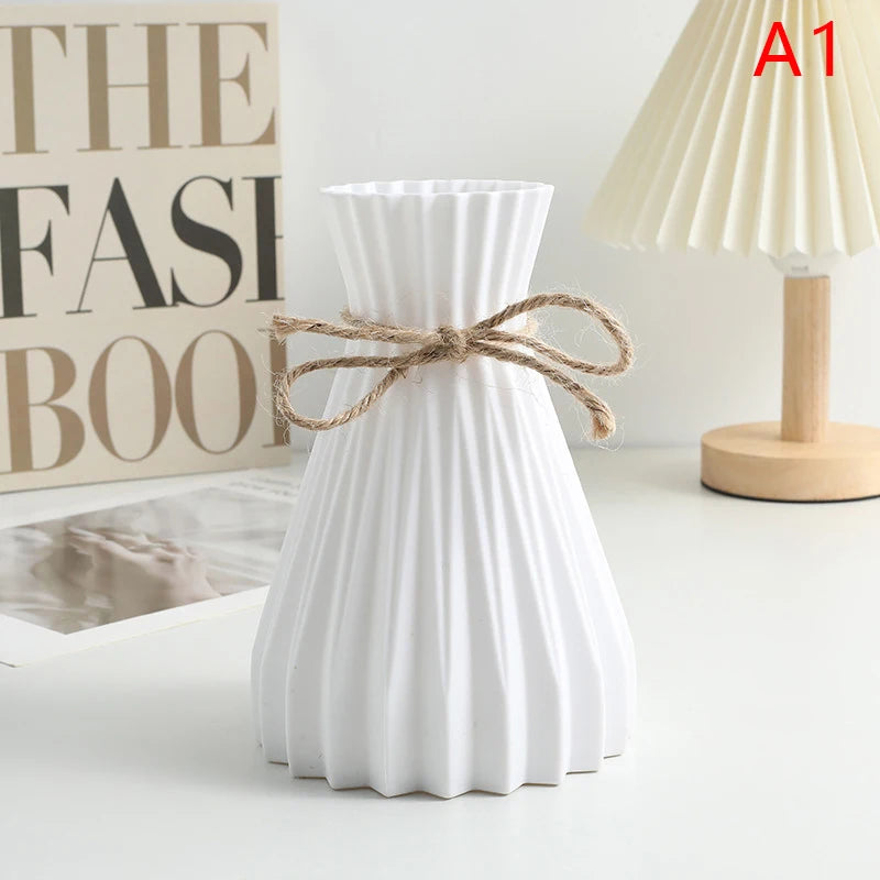 Jarrón de Plástico con Diseño de Ondas de Agua, Estilo Nórdico Moderno, para Decoración del Hogar, Sala de Estar, Escritorio, 1 Pieza