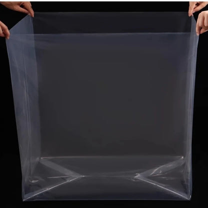 Bolsa de plástico de fondo cuadrado PE, bolsa transparente de cuatro lados, bolsa antipolvo y a prueba de humedad, paquete de plástico grande para polvo, 10 Uds.