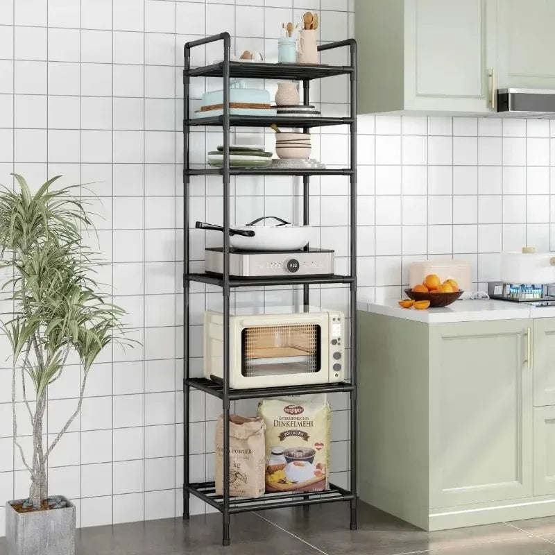 Estante de almacenamiento de piso multicapa para cocina, estante de almacenamiento extraíble para el hogar, estante de pared integrado