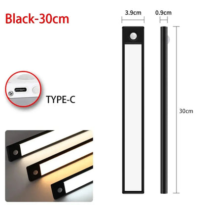 Luz LED con Sensor de movimiento, luz nocturna inalámbrica USB para debajo del gabinete, cocina, dormitorio, armario, Sensor, iluminación interior