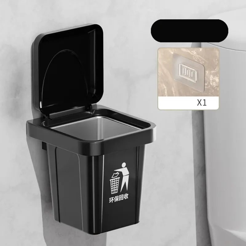 Cenicero colgante de pared de acero inoxidable con tapa, cubo de basura en forma de baño, sala de estar, decoración de baño sin perforaciones a prueba de cenizas
