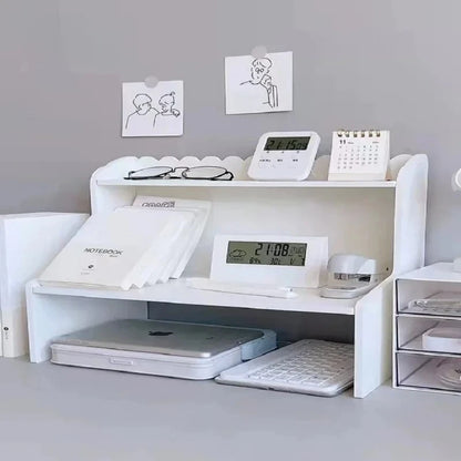 Estante de almacenamiento de escritorio de doble capa, papelería de oficina, organizador de cosméticos, estante, accesorios de decoración del hogar