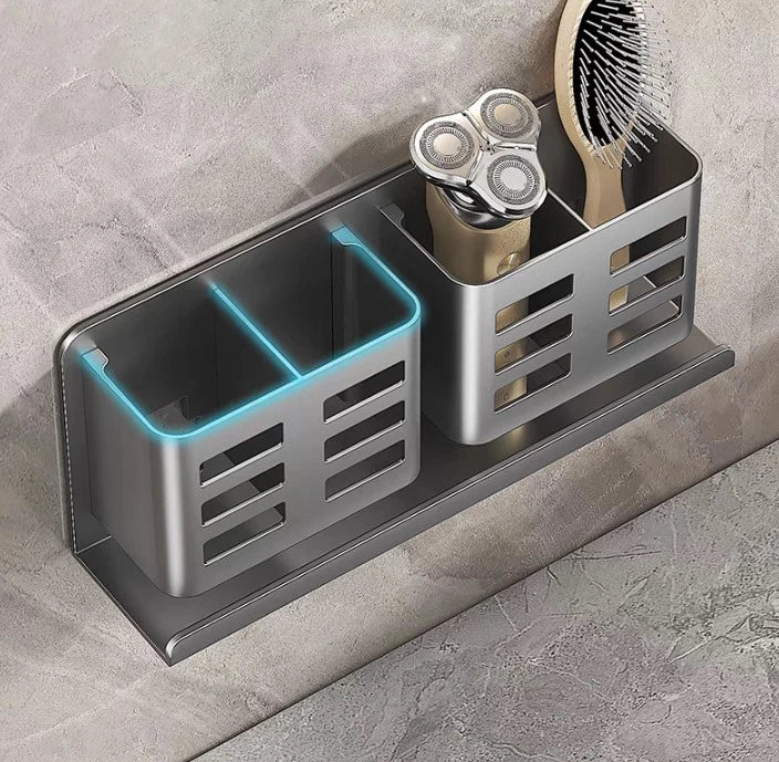 Estante de almacenamiento de peine para baño, estante de almacenamiento de pasta de dientes, sin perforaciones, montado en la pared, para cosméticos, maquinilla de afeitar