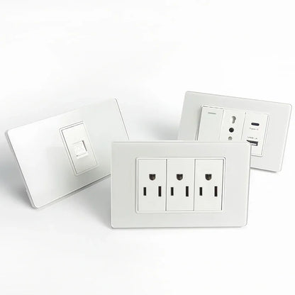 T&I US Standard 118 Toma de pared con interruptor, panel de vidrio templado, puertos de carga USB y tipo C