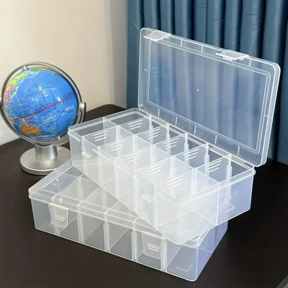 Caja de almacenamiento de joyería desmontable, pendientes, papelería, escritorio, a prueba de polvo, accesorio de plástico transparente, clasificación, 12 rejillas, 1 ud.