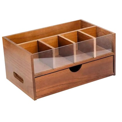 Organizador de barra de café, soporte de almacenamiento de condimentos de té versátil de madera rústica, estante de almacenamiento para escritorio, oficina, cocina, cafetería, tazas