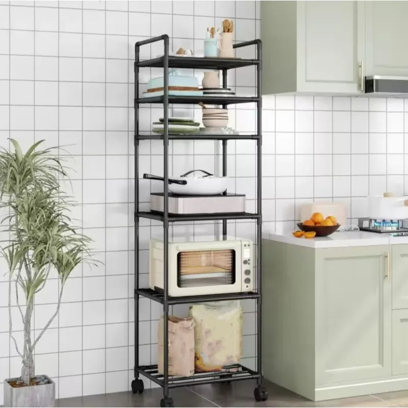 Estante de almacenamiento de cocina, estante de almacenamiento doméstico multicapa de pie, balcón móvil, estante simple multifuncional para dormitorio