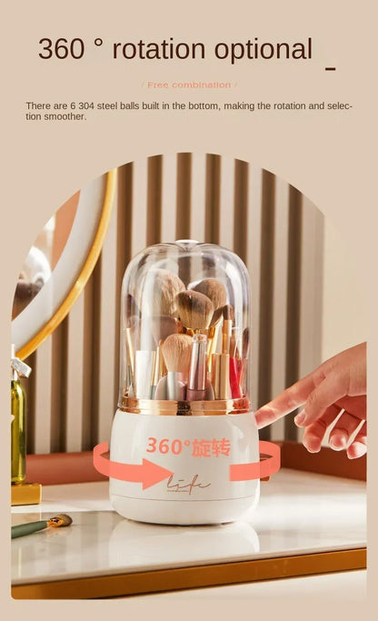 360 ° Organizador de maquillaje giratorio, soporte para brochas de maquillaje, caja de almacenamiento de cosméticos, organizador de almacenamiento de maquillaje, estuche para lápices, organizador de lápiz labial