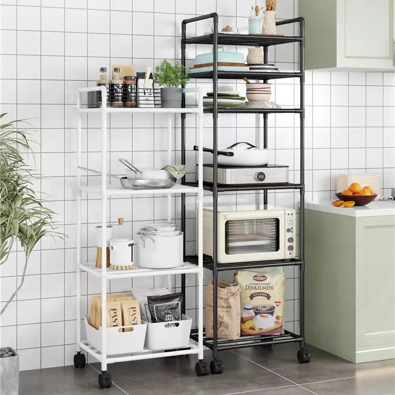 Estante de almacenamiento de cocina, estante de almacenamiento doméstico multicapa de pie, balcón móvil, estante simple multifuncional para dormitorio