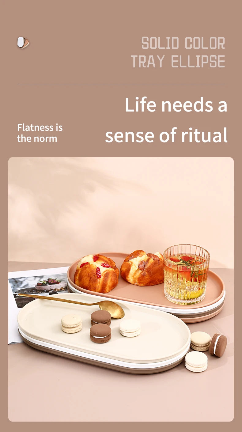 Bandeja de almacenamiento de plástico ovalada, bandeja reutilizable para servir alimentos, bandeja de fruta y postre, organizador de cocina, bandeja de exhibición de joyería multiusos