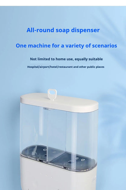 Dispensador automático de jabón de doble cabezal, dispensador de jabón líquido montado en la pared para champú/Gel de ducha/jabón para platos, baño inteligente