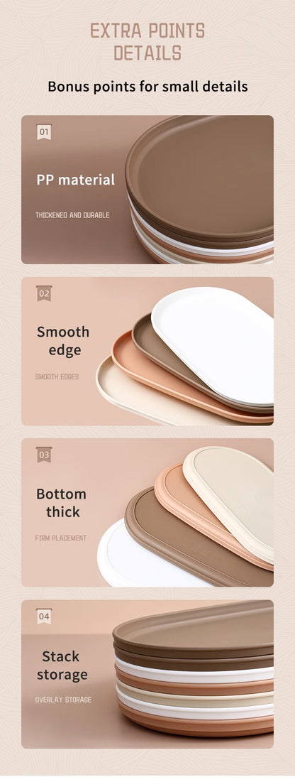 Bandeja de almacenamiento de plástico ovalada, bandeja reutilizable para servir alimentos, bandeja de fruta y postre, organizador de cocina, bandeja de exhibición de joyería multiusos