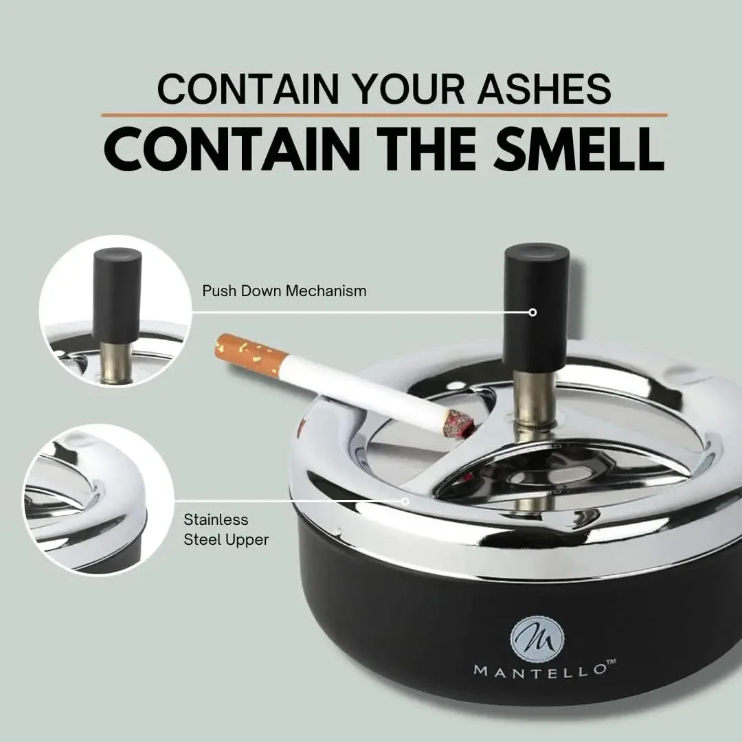 Cenicero de metal, Cenicero para ahumador sin humo con autosujeción, giratorio redondo, para oficina, para hombres, Cenicero para cigarros, Cenicero para cigarros
