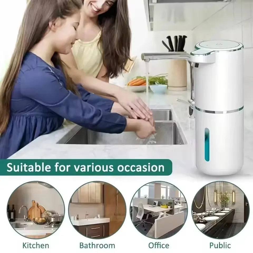 Dispensador de jabón inteligente automático recargable por USB, pantalla de luz de 380ML, sin contacto, para escritorio o montado en la pared, para cocina y baño
