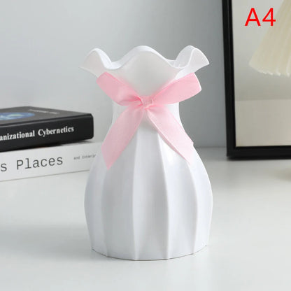 Jarrón de Plástico con Diseño de Ondas de Agua, Estilo Nórdico Moderno, para Decoración del Hogar, Sala de Estar, Escritorio, 1 Pieza