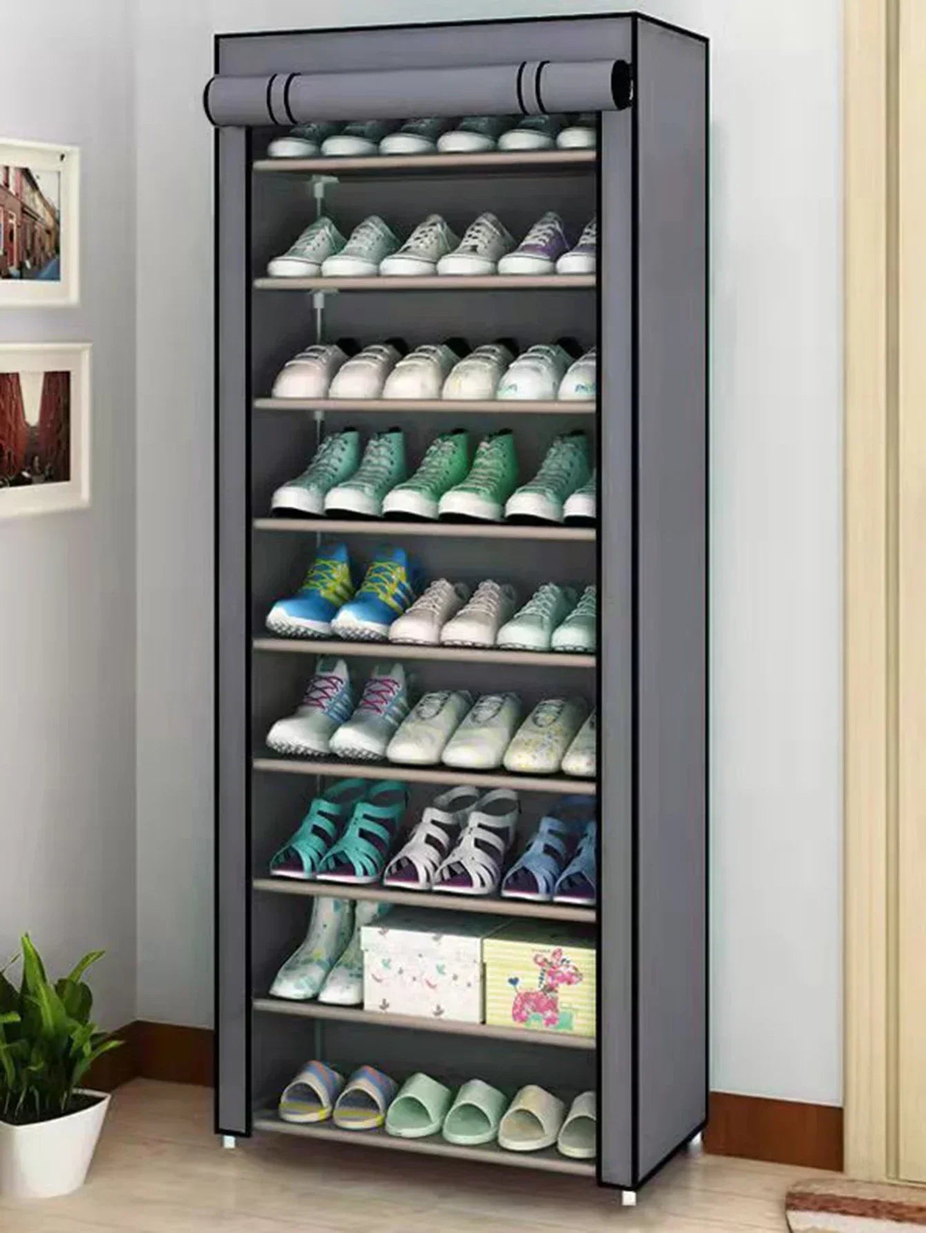 Zapatero de 10/8/6 Niveles, Organizador de Tela a Prueba de Polvo, Soporte para Zapatos, Estante para Ahorrar Espacio en el Pasillo, Mueble para el Hogar, Almacenamiento de Zapatos