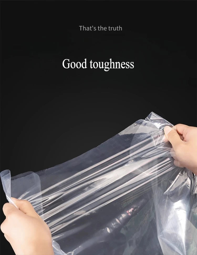 Bolsa de plástico de fondo cuadrado PE, bolsa transparente de cuatro lados, bolsa antipolvo y a prueba de humedad, paquete de plástico grande para polvo, 10 Uds.