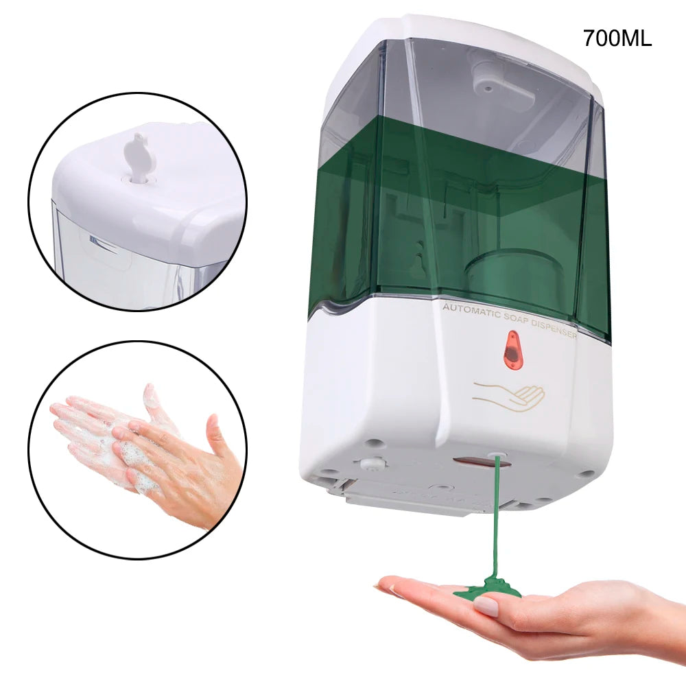 Bomba de loción sin contacto de montaje en pared, líquido sin contacto para cocina, baño, dispensador automático de jabón con Sensor IR, 700ml