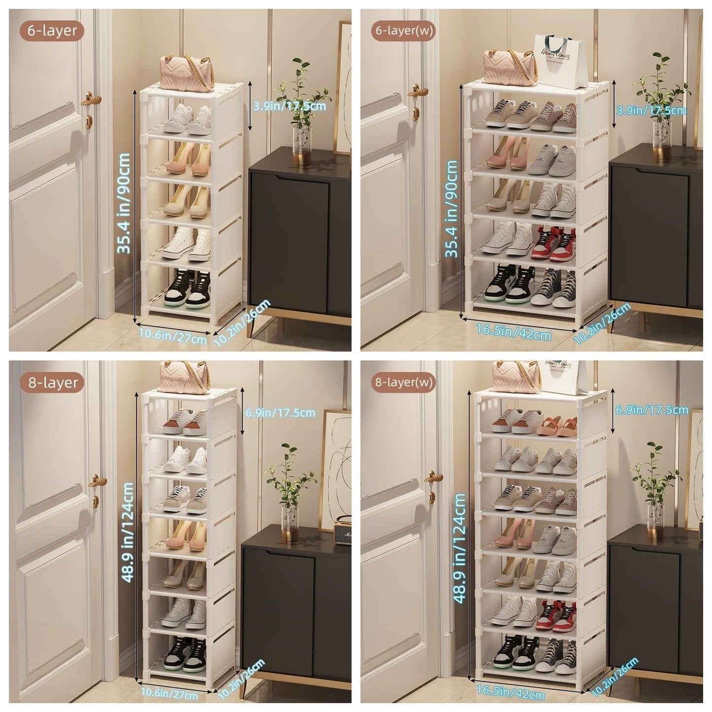 Organizador de zapatos de 6/8 capas, marco de Metal que ahorra espacio y Zapatero de tela multicapa, estante T1 para entrada, pasillo, sala de estar, 1 unidad