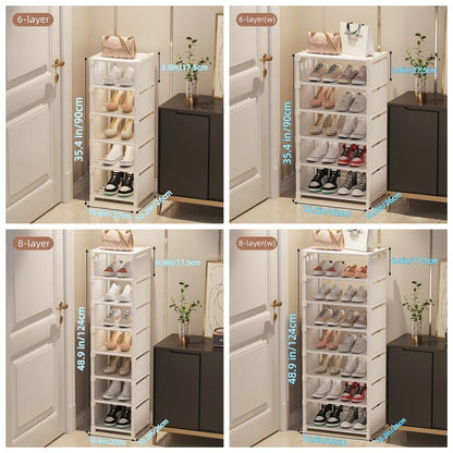Organizador de zapatos de 6/8 capas, marco de Metal que ahorra espacio y Zapatero de tela multicapa, estante T1 para entrada, pasillo, sala de estar, 1 unidad