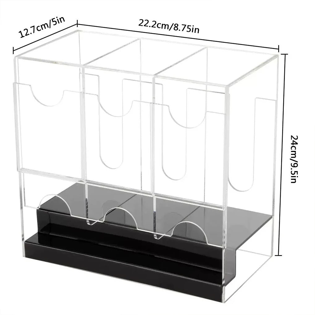 Dispensador de bolsas acrílicas con 3 ranuras, soporte de exhibición mejorado, caja de almacenamiento de tarjetas, tarjetas comerciales, se ajusta fácilmente toda la caja de refuerzo