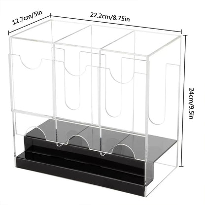 Dispensador de bolsas acrílicas con 3 ranuras, soporte de exhibición mejorado, caja de almacenamiento de tarjetas, tarjetas comerciales, se ajusta fácilmente toda la caja de refuerzo