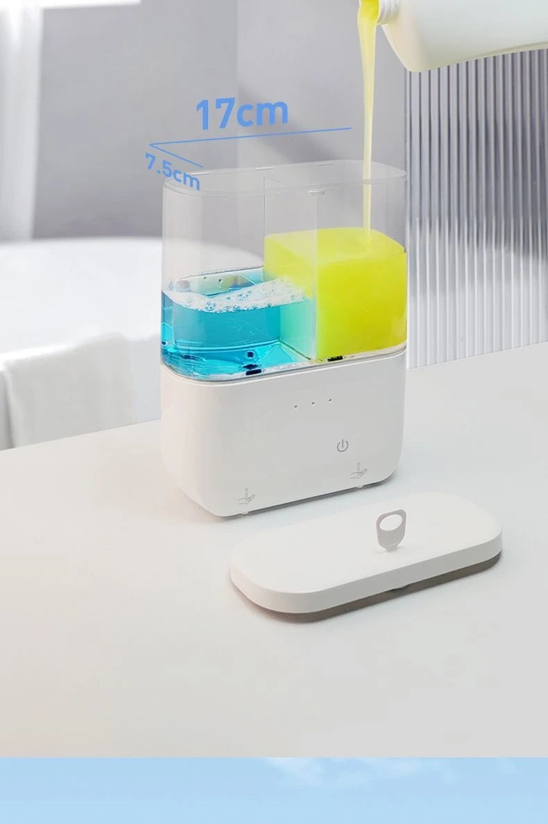 Dispensador automático de jabón de doble cabezal, dispensador de jabón líquido montado en la pared para champú/Gel de ducha/jabón para platos, baño inteligente