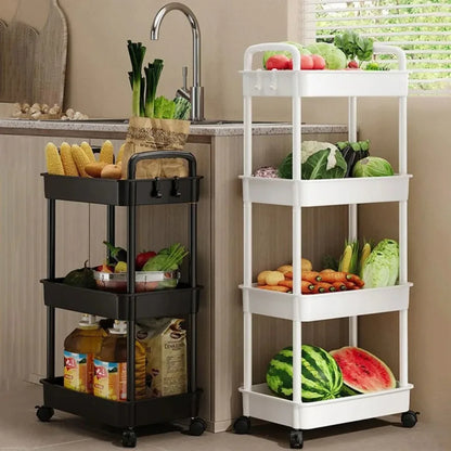Carro de almacenamiento de estantería, carrito organizador de cocina móvil con ruedas, estantes de baño multicapa, estante de almacenamiento de aperitivos para el hogar