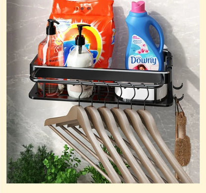 Soporte para fregadero de cocina, estante de almacenamiento de aluminio grueso para toalla y esponja, cesta organizadora de drenaje, estantes de baño