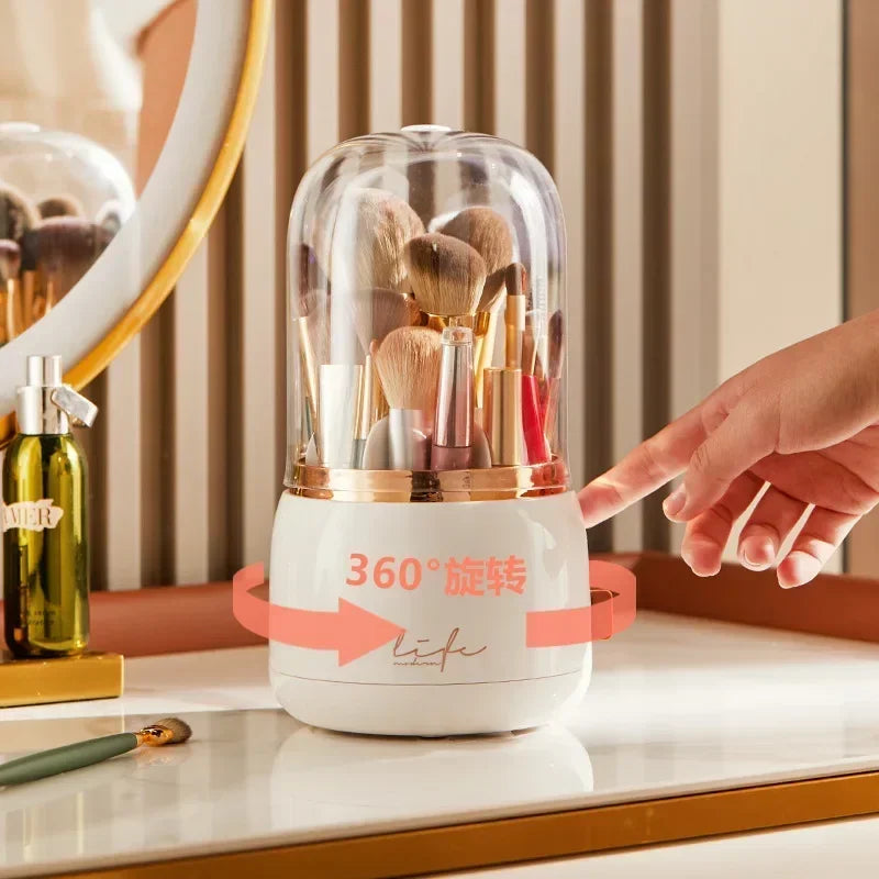360 ° Organizador de maquillaje giratorio, soporte para brochas de maquillaje, caja de almacenamiento de cosméticos, organizador de almacenamiento de maquillaje, estuche para lápices, organizador de lápiz labial